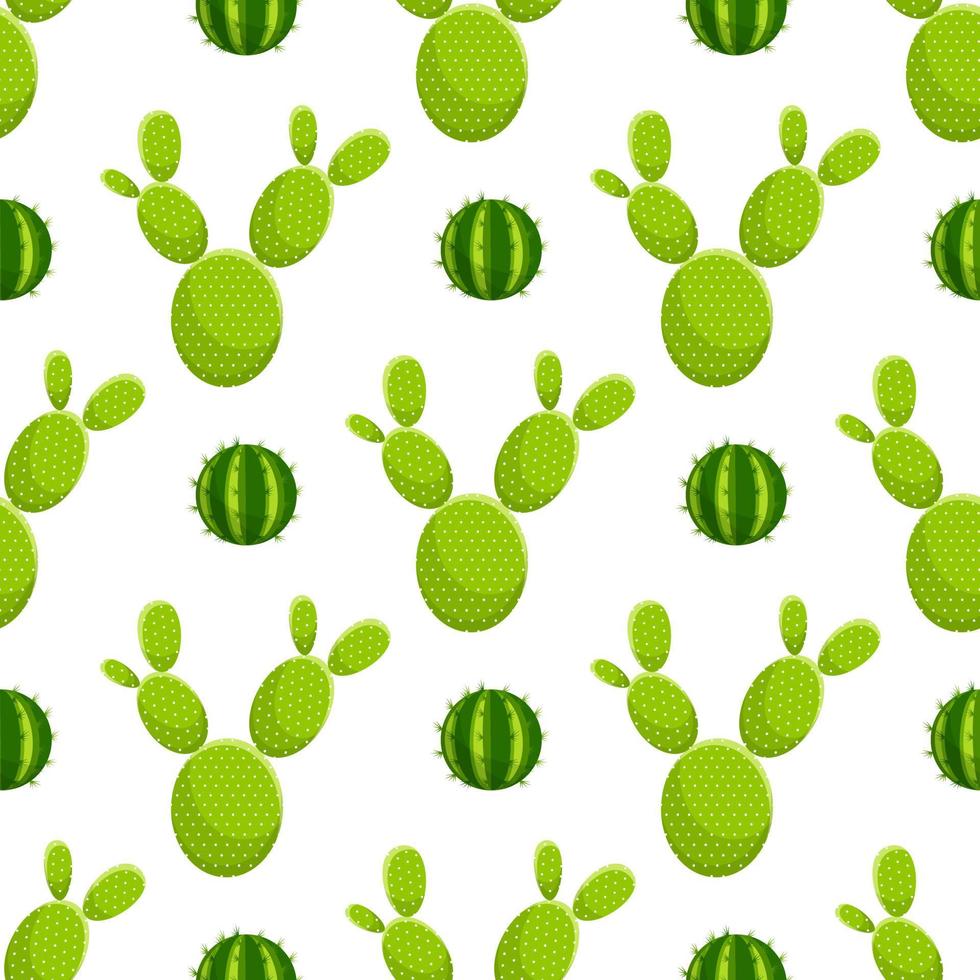 Nahtloser Musterkaktus mit vektorgrünem Kaktus und Sukkulenten. Nahtloses Muster im Wüstenstil mit Kakteen und Blumen. Vektor-Illustration vektor