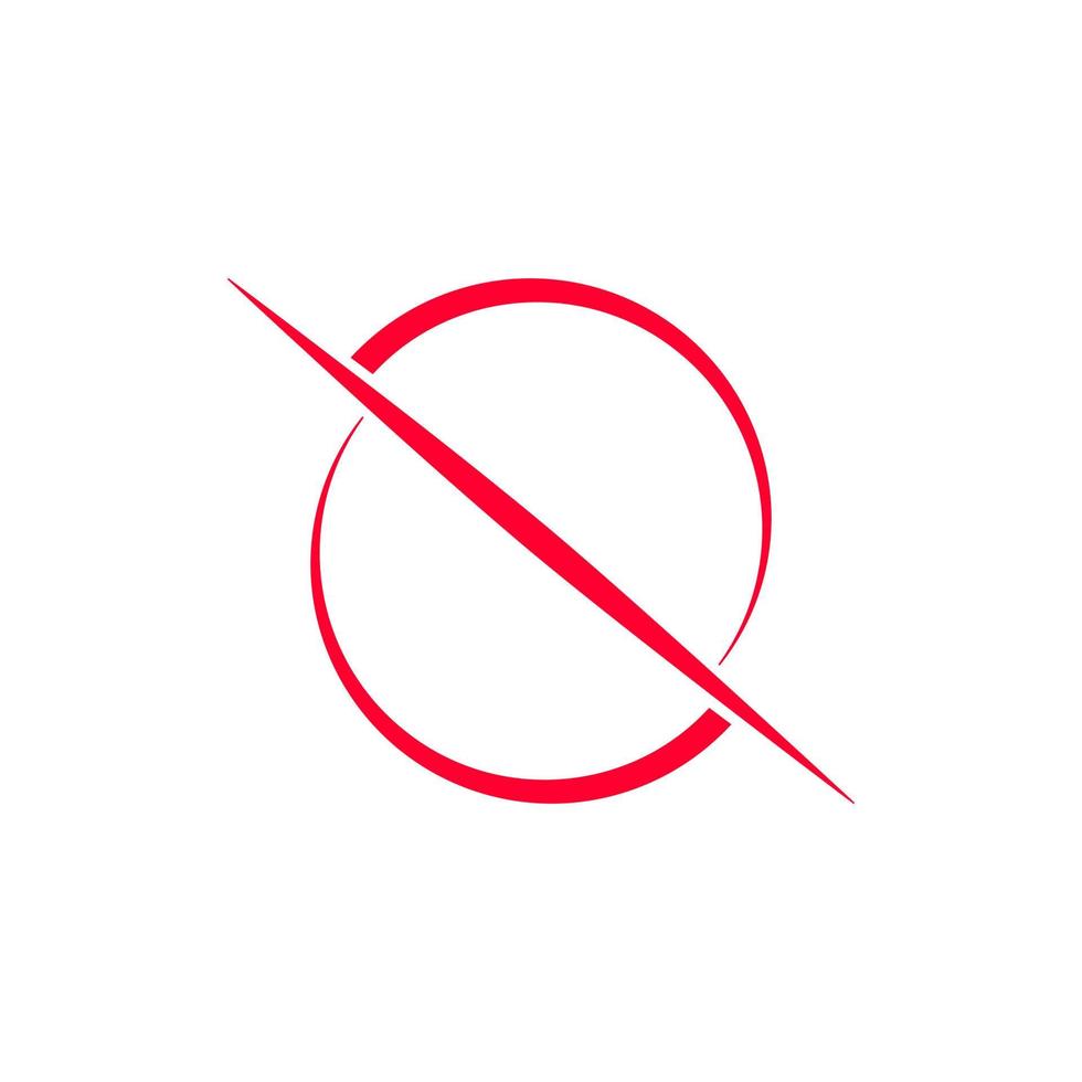 abstraktes Logo mit durchgestrichenem Kreis. Vektor minimalistisch.modernes Logo