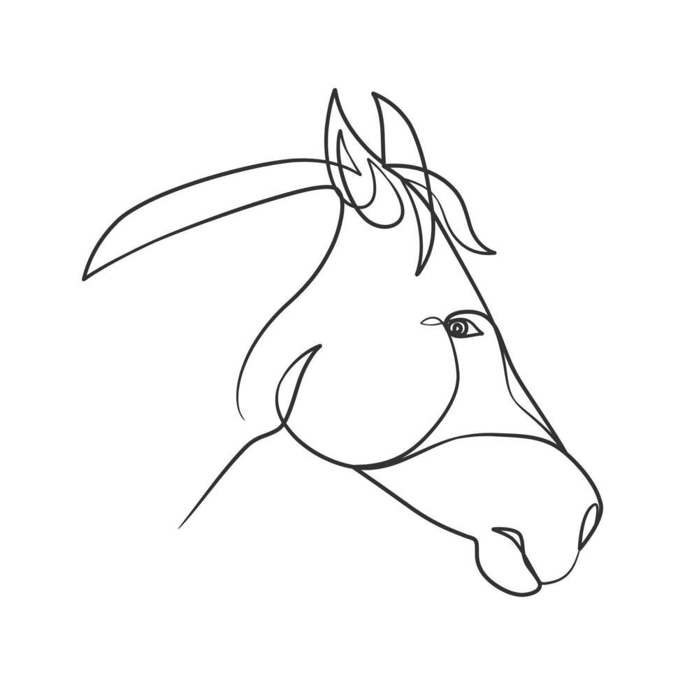 durchgehende Linienzeichnung des Pferdekopfes vektor