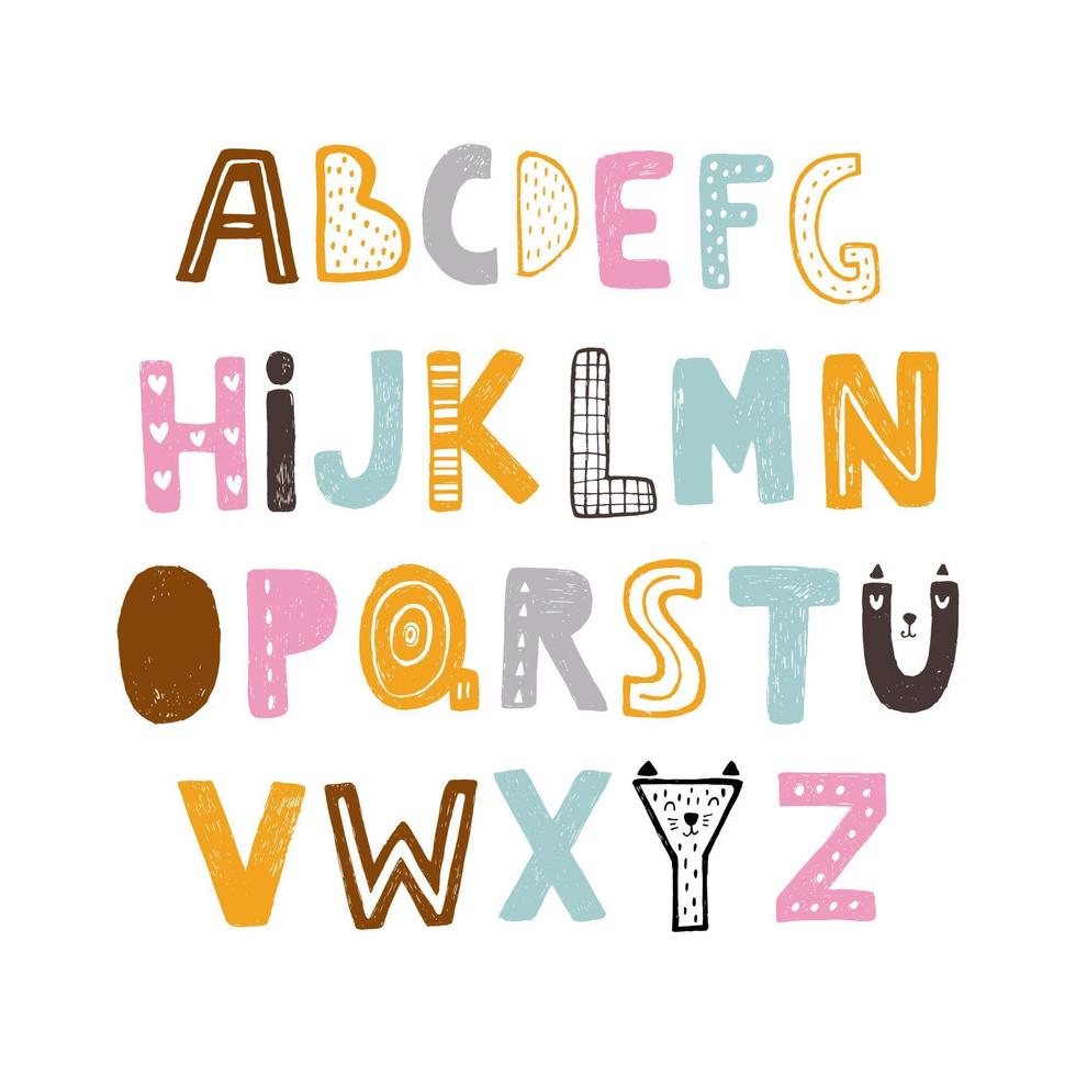 hand gezeichnetes buntes alphabet. Vektor-Illustration vektor