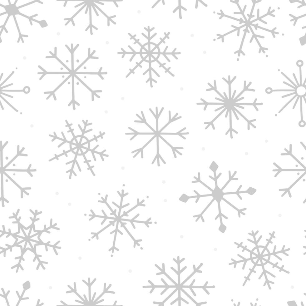 seamless mönster med snöflingor på vit bakgrund. vektor vinter illustration bakgrund.