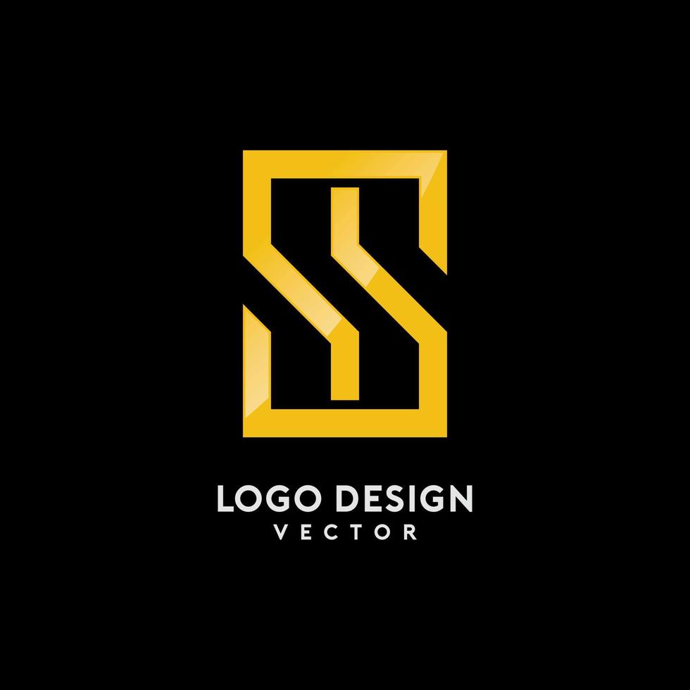 s brev i guld monogram stil logotyp design vektor