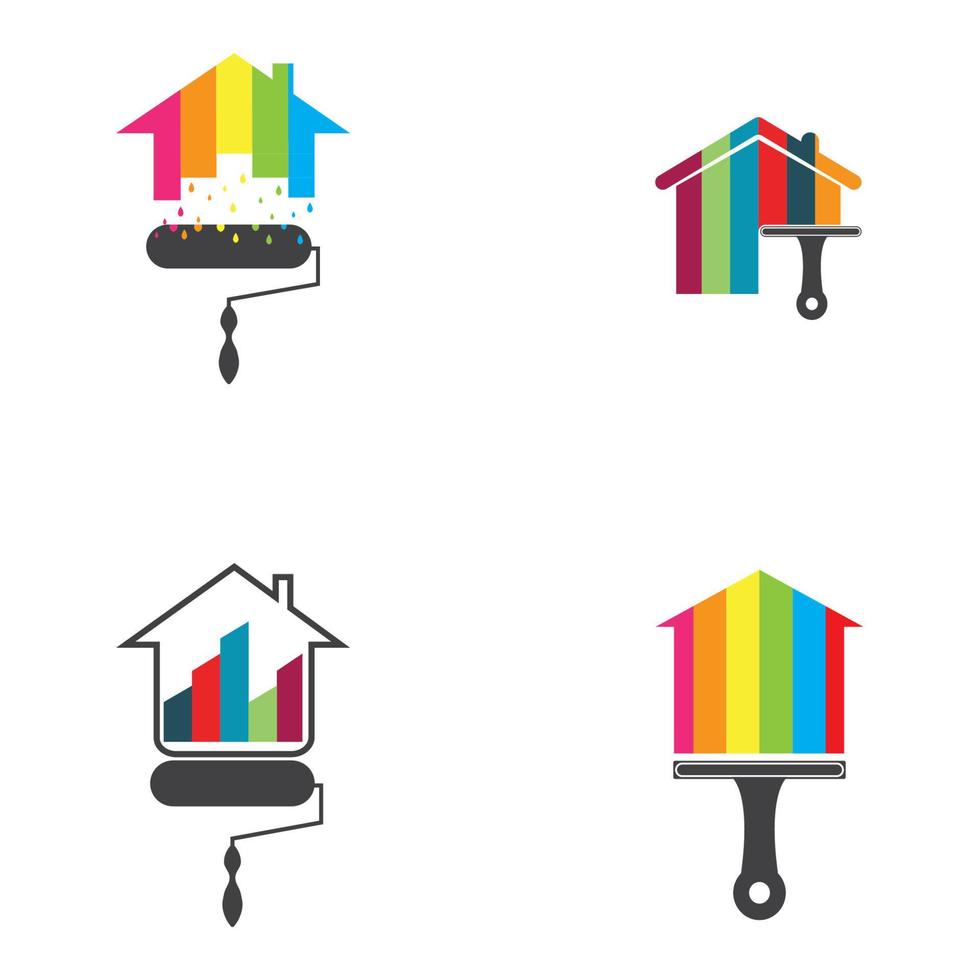 bunte Hausmalerei Service Vektor Icon Logo Design Vorlage