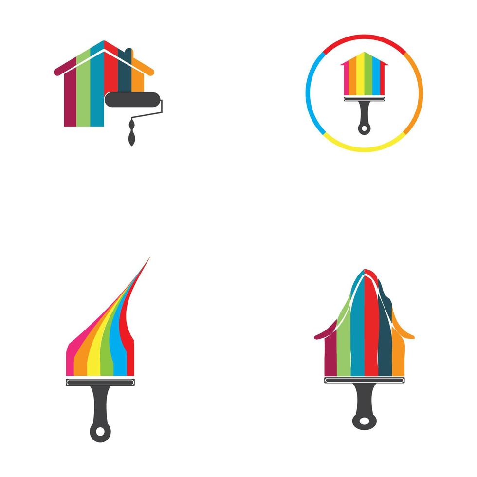 bunte Hausmalerei Service Vektor Icon Logo Design Vorlage