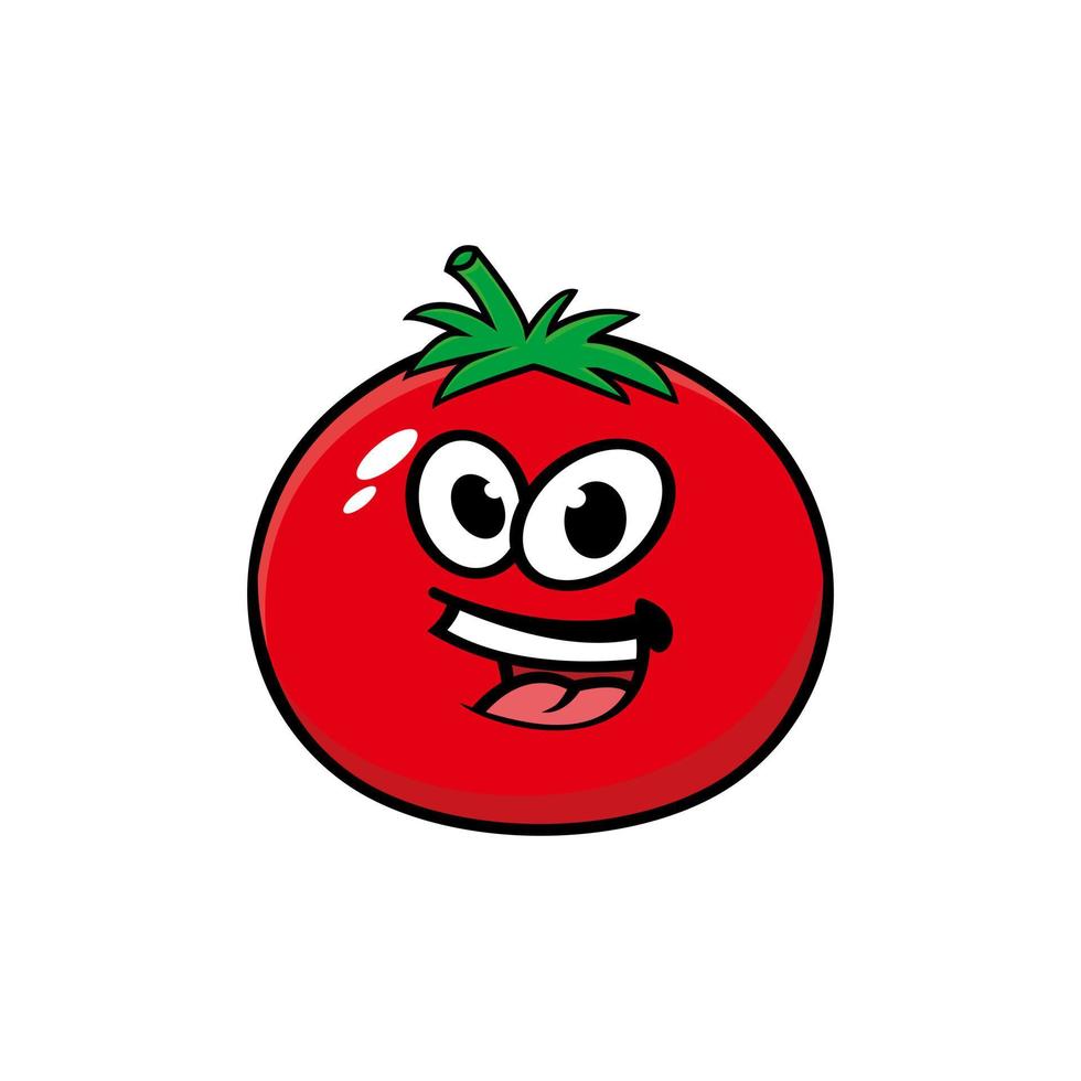 niedliches karikatur-frucht-tomaten-charakter-maskottchen vektor