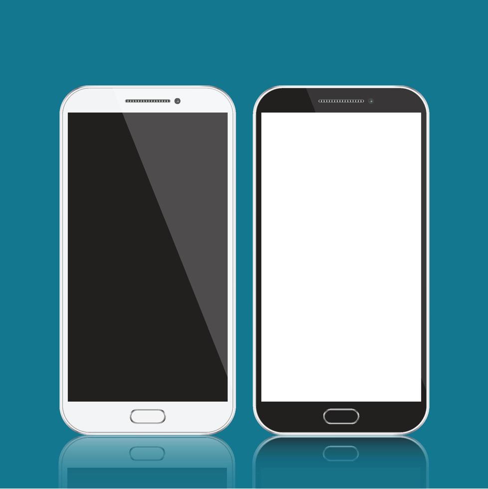 smartphones svart och vitt. smartphone isolerad på blå bakgrund. vektor illustration