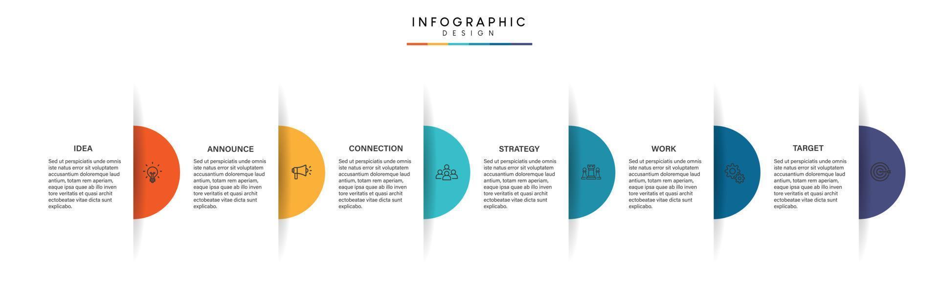 steg affärsdata visualisering tidslinje process infographic malldesign med ikoner vektor