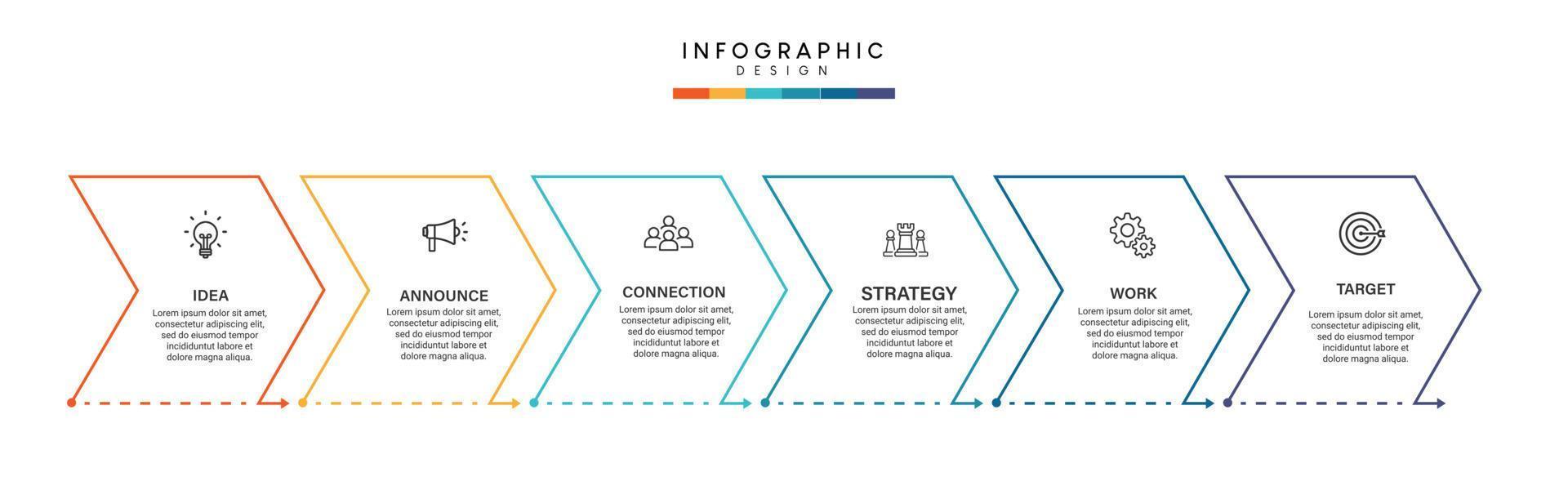 Schritte Business-Daten-Visualisierung Timeline-Prozess Infografik-Template-Design mit Symbolen vektor