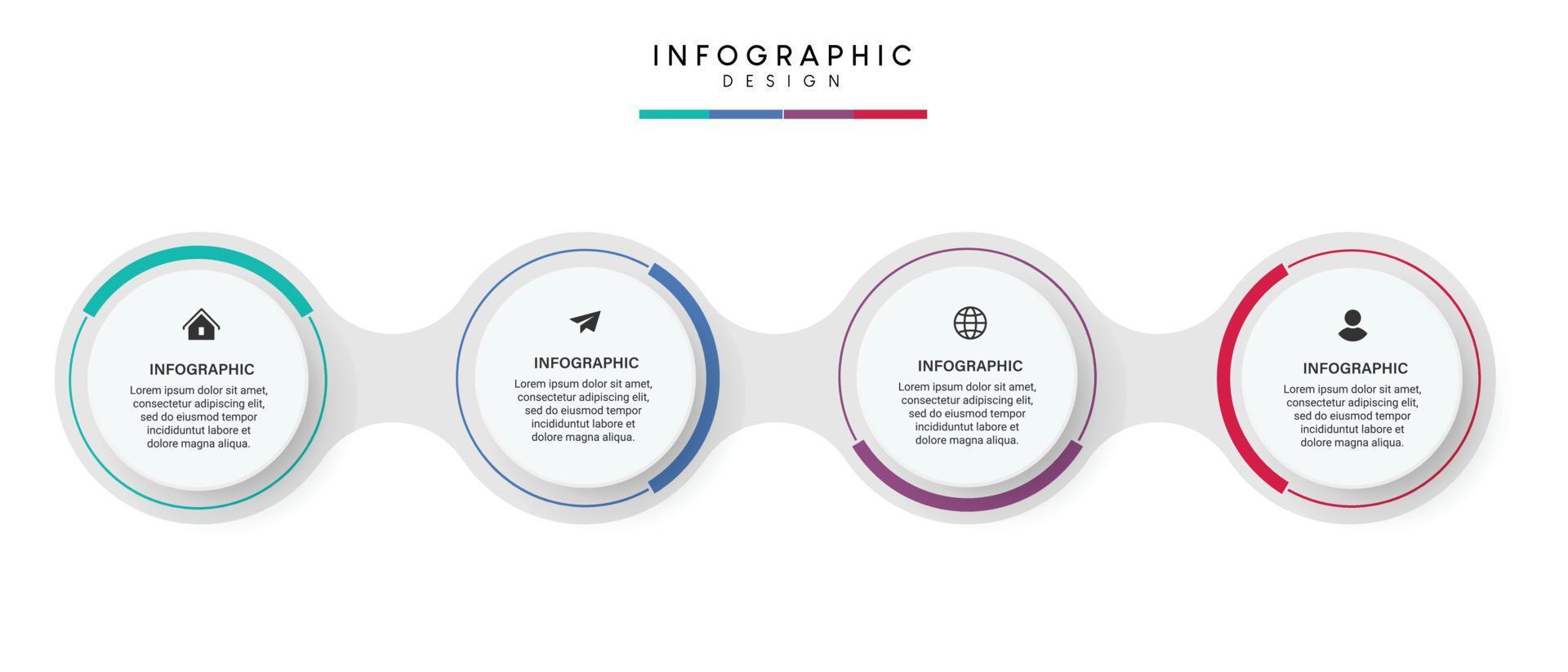 steg affärsdata visualisering tidslinje process infographic malldesign med ikoner vektor