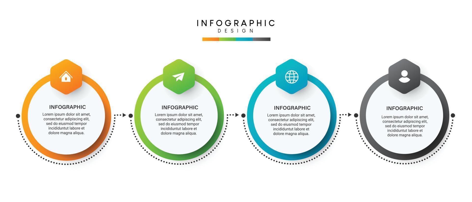 steg affärsdata visualisering tidslinje process infographic malldesign med ikoner vektor