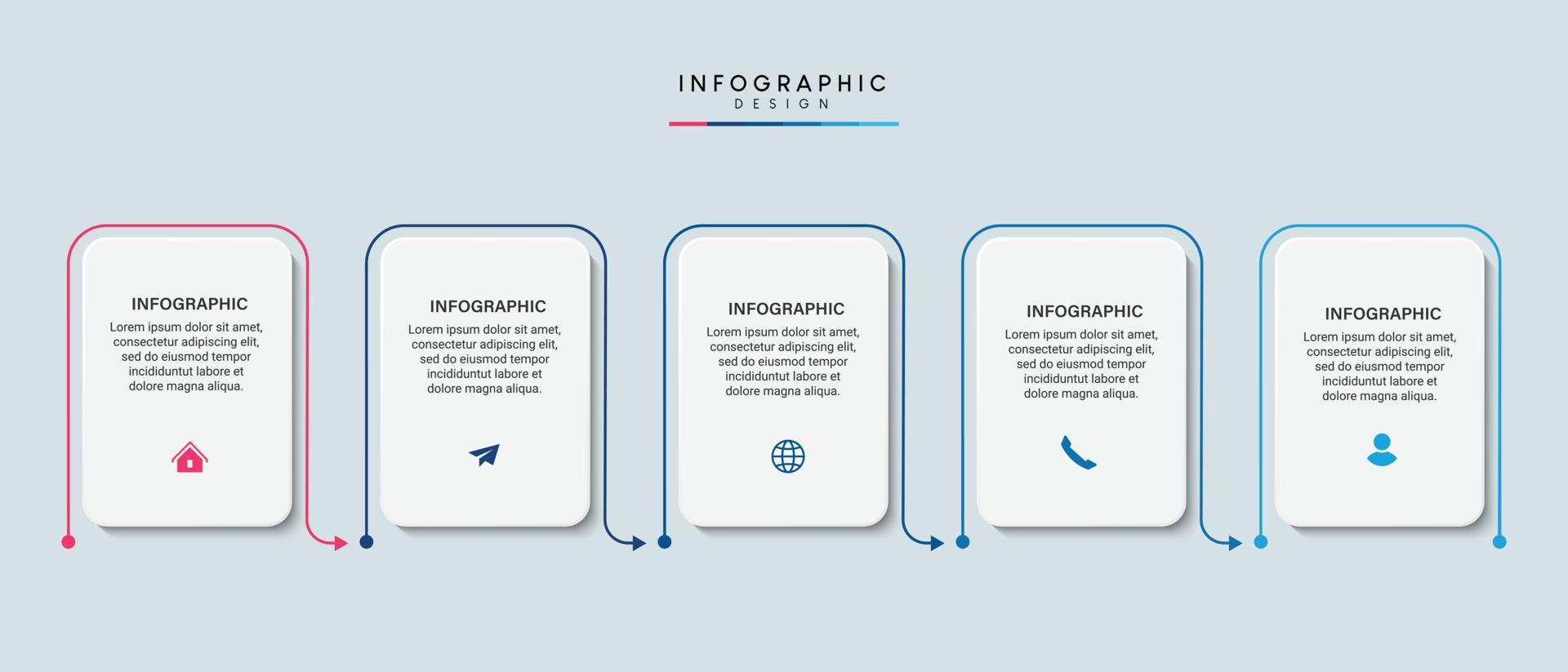 Schritte Business-Daten-Visualisierung Timeline-Prozess Infografik-Template-Design mit Symbolen vektor