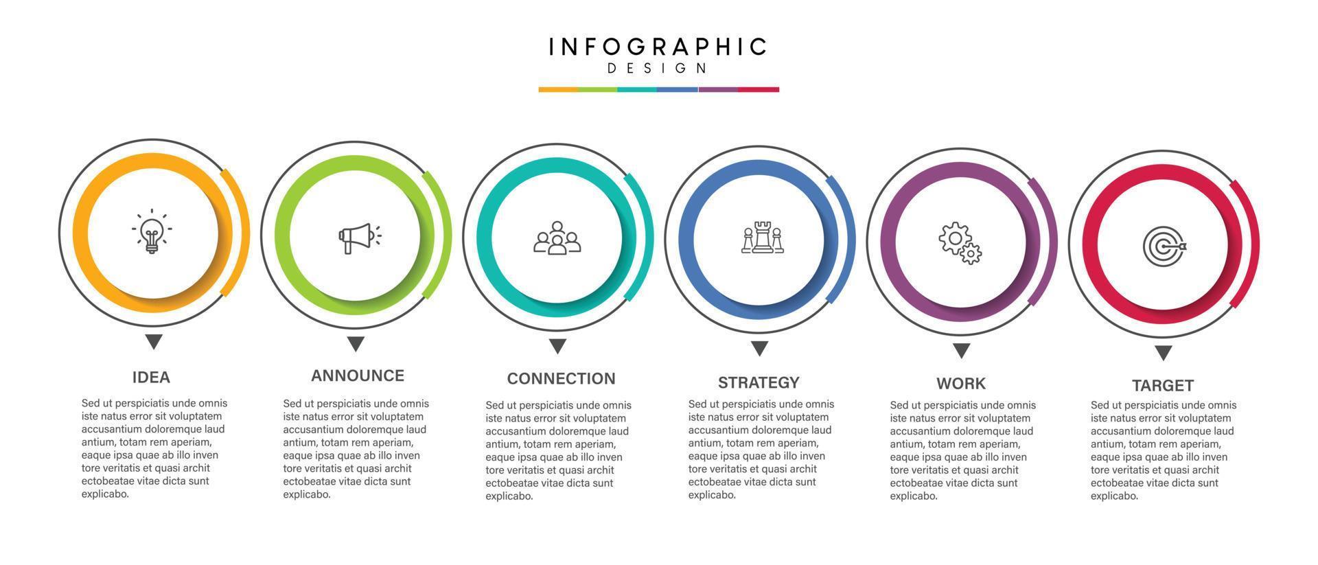 Schritte Business-Daten-Visualisierung Timeline-Prozess Infografik-Template-Design mit Symbolen vektor