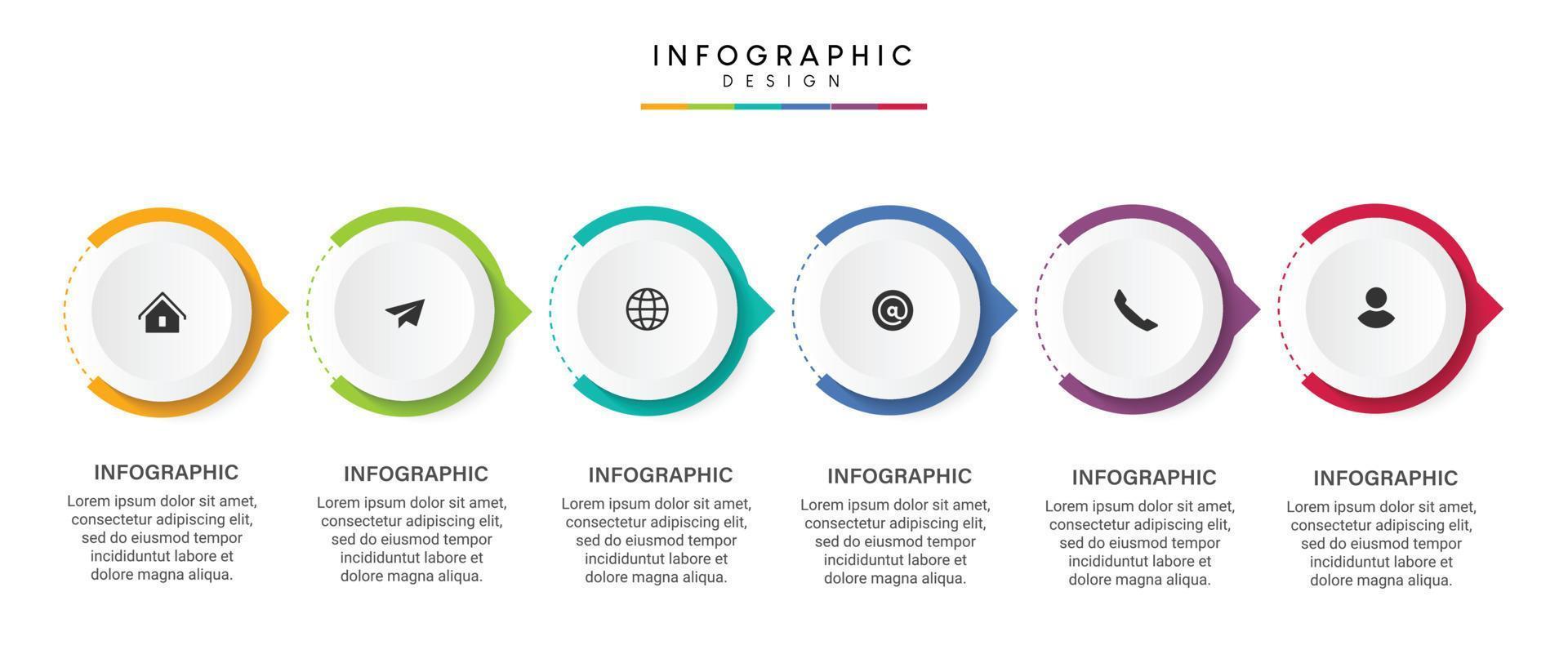 Schritte Business-Daten-Visualisierung Timeline-Prozess Infografik-Template-Design mit Symbolen vektor