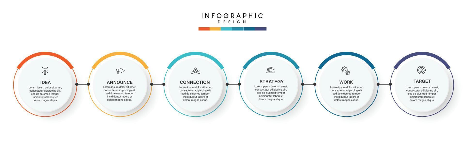 Schritte Business-Daten-Visualisierung Timeline-Prozess Infografik-Template-Design mit Symbolen vektor