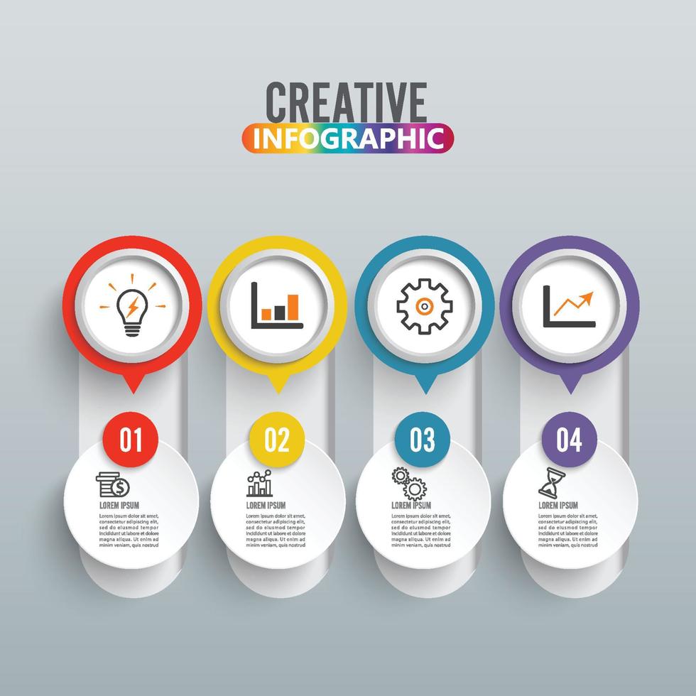 infographics design vektor och marknadsföringsikoner kan användas för arbetsflödeslayout, diagram, årsredovisning, webbdesign. affärsidé med fyra alternativ, steg eller processer.