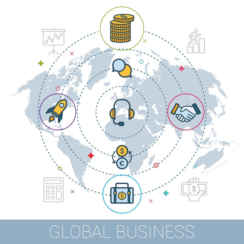 Entwurfsvorlage für globale Geschäftskonzepte. Vektor-Illustration vektor