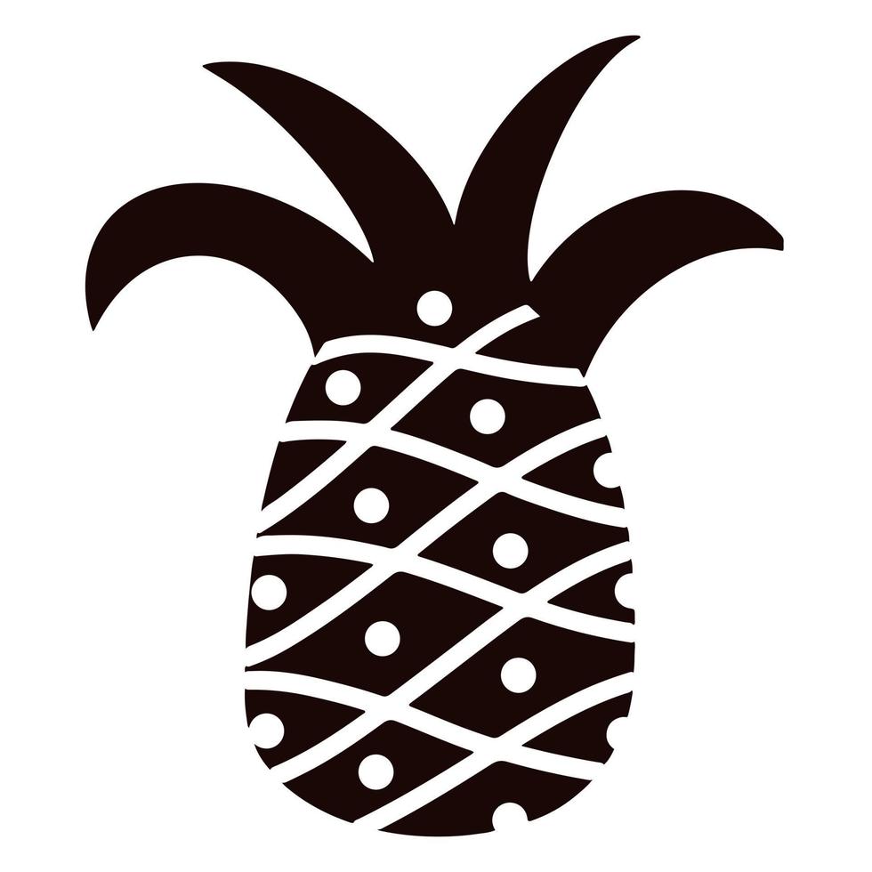 ananas vektor ikon. tropisk frukt med ett mönster. handritad doodle, siluett. monokromt tryck. exotisk efterrätt isolerad på vit bakgrund.