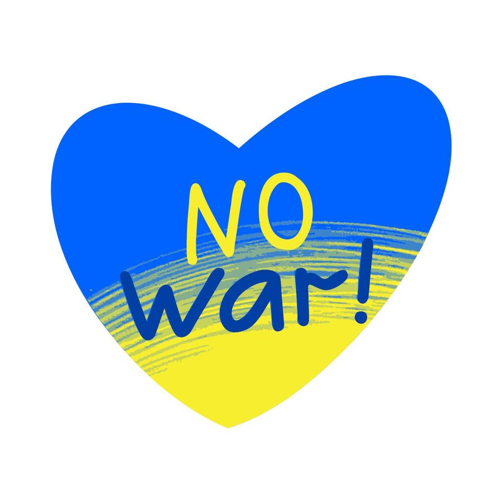 die Worte kein Krieg, stilisiertes Herz. ukrainische Flagge. Vektor-Illustration. vektor