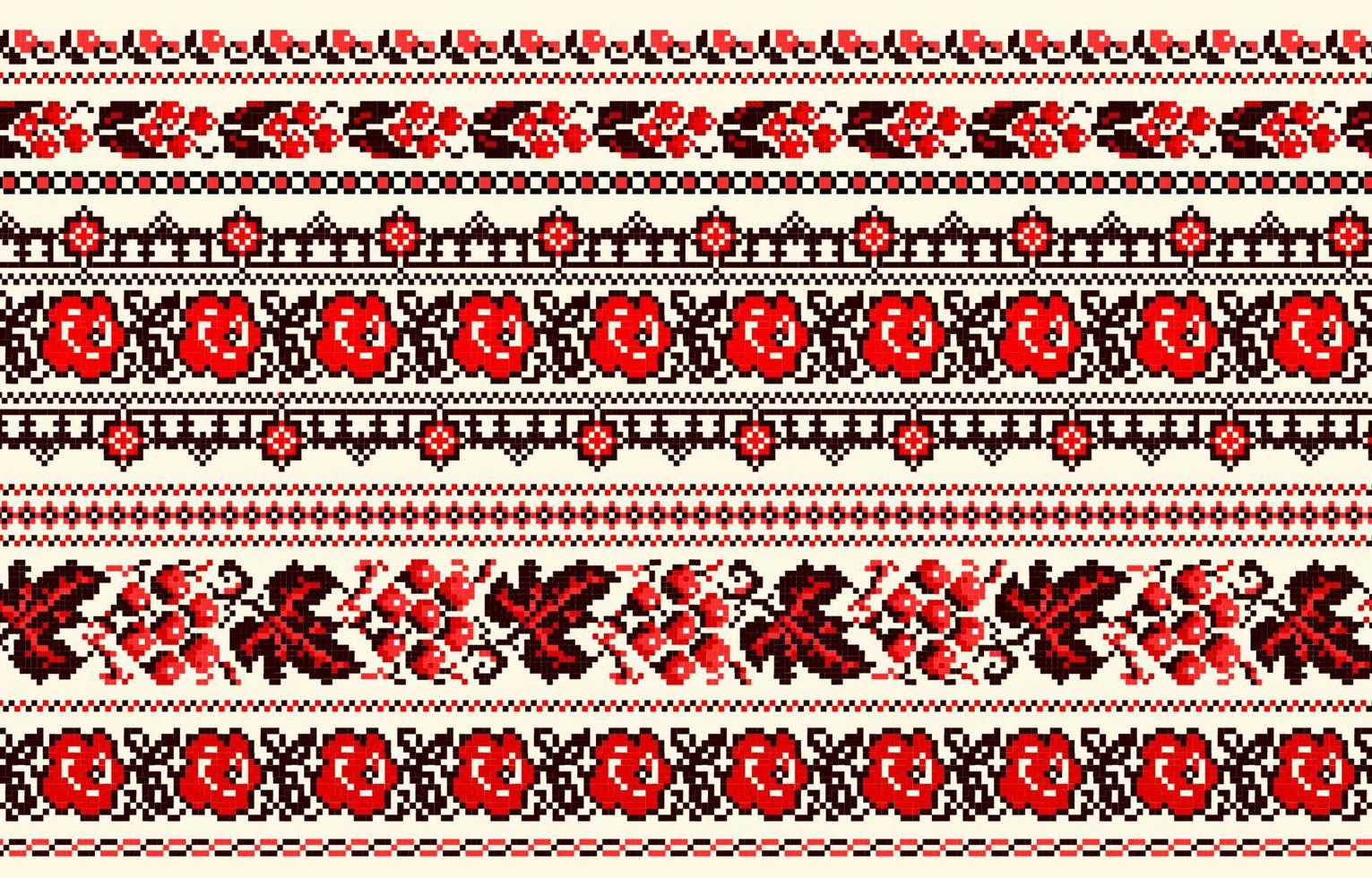 ukrainische Volksstickerei. traditionelle rote und schwarze Muster. Vektor. vektor