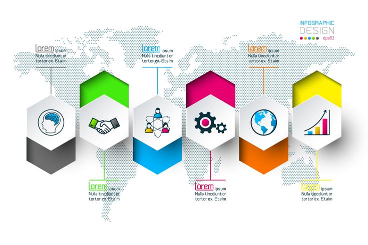 Geschäftshexagonaufkleber formen infographic Gruppenstange. vektor