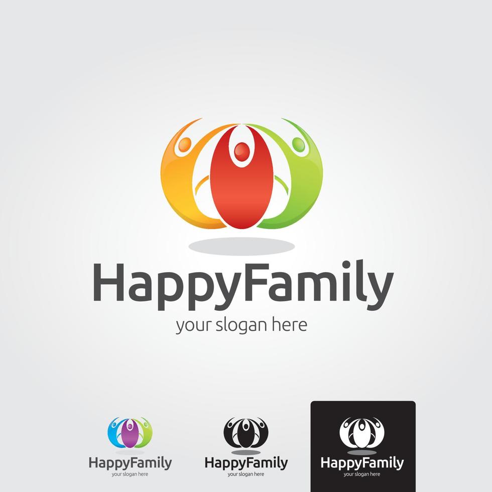 minimal lycklig familj logotyp mall - vektor