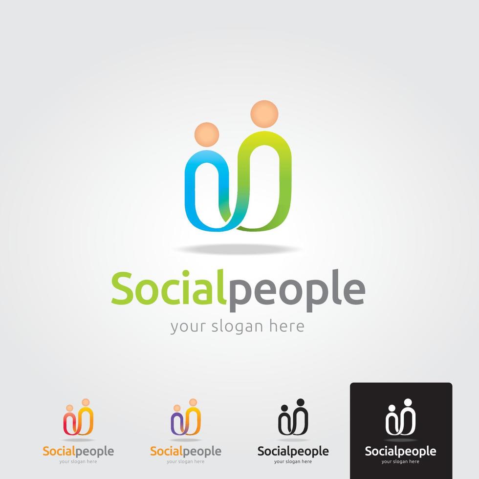 minimal sociala människor logotyp mall - vektor