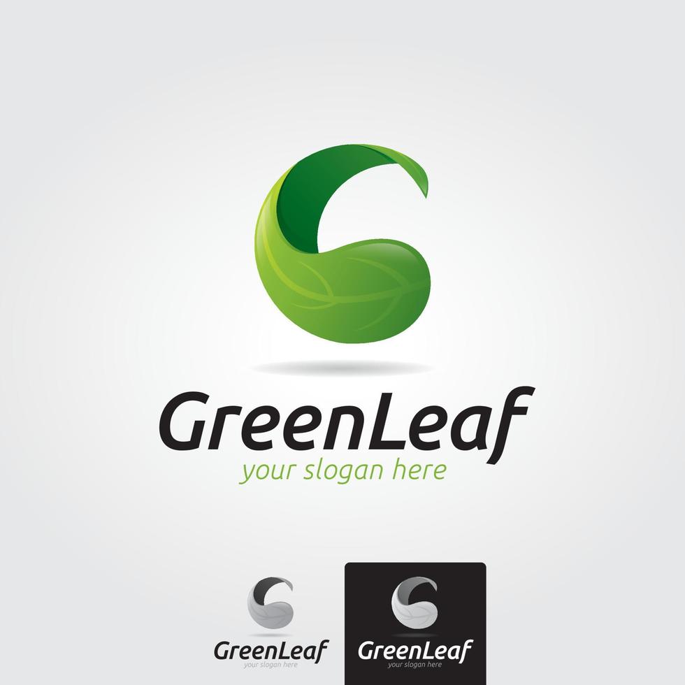 minimal gröna blad logotyp mall - vektor