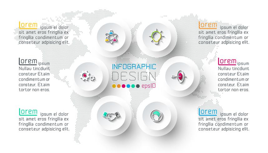 Sechs Kreise mit Business Icon Infografiken. vektor