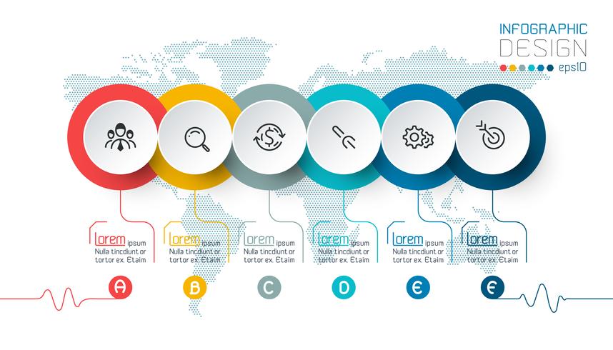 Företagscirkeletiketter bildar infografiska grupperfältet. vektor