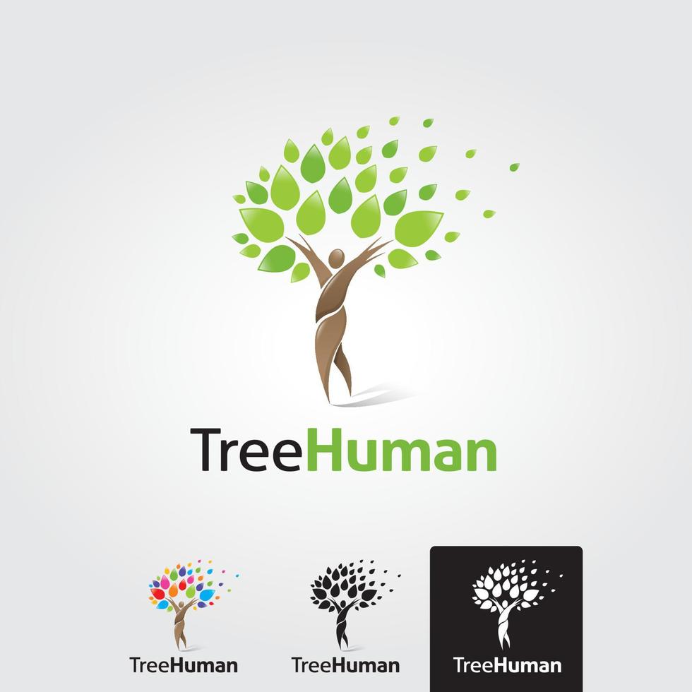 minimal träd mänsklig logotyp mall - vektor