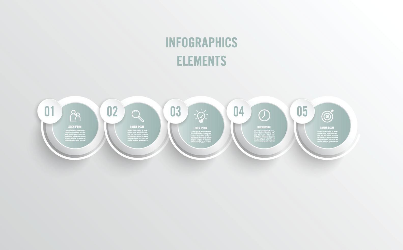 Geschäft Infografik dünne Linie Prozess mit Kreisen Vorlage Design mit Symbolen und 5 Optionen oder Schritten. Vektorillustration. vektor