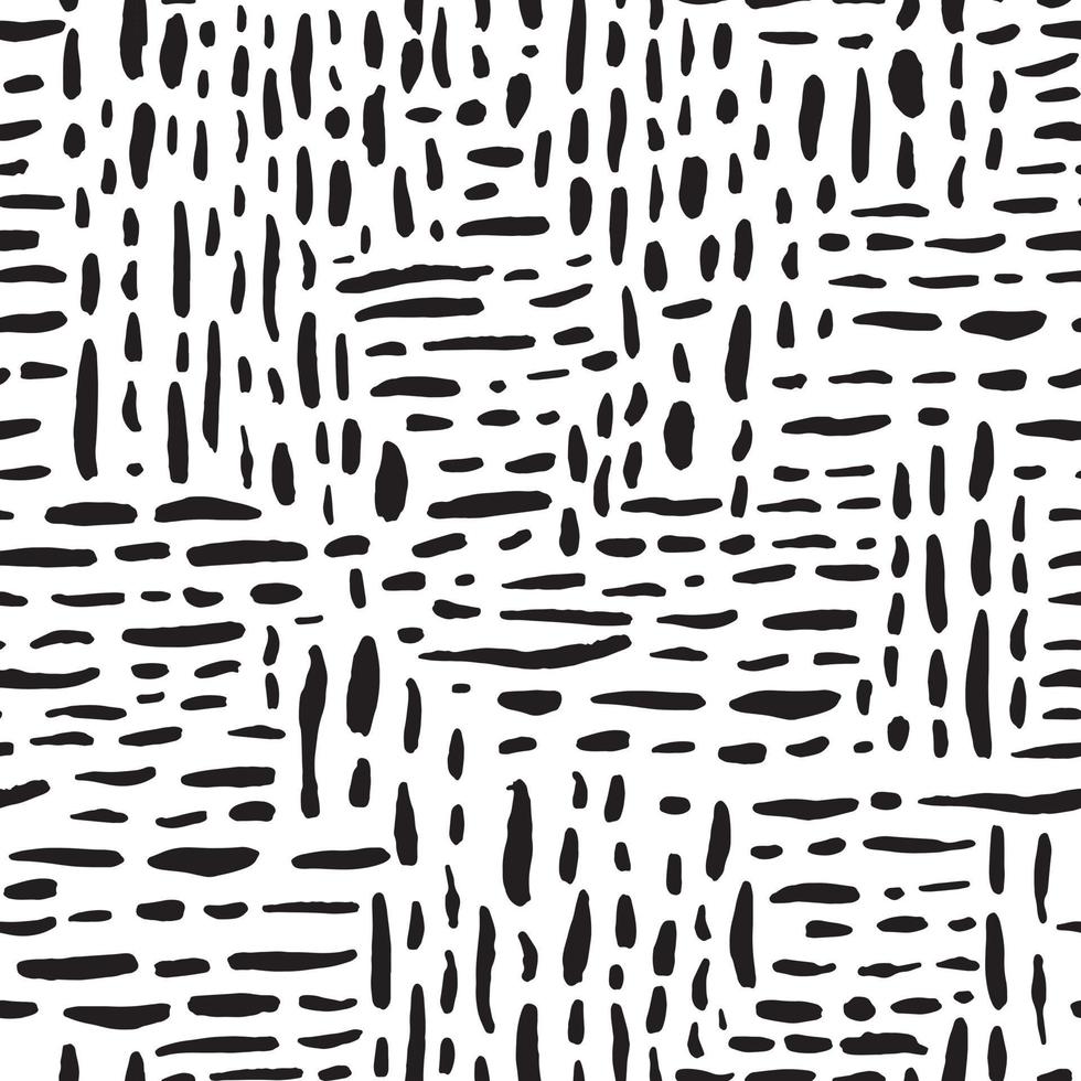 handritad vektormönster med abstrakta penseldrag. bläckborstmärken i svart. sömlös textur bakgrund. vektor