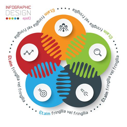 Fünf Kreise mit Business Icon Infografiken. vektor