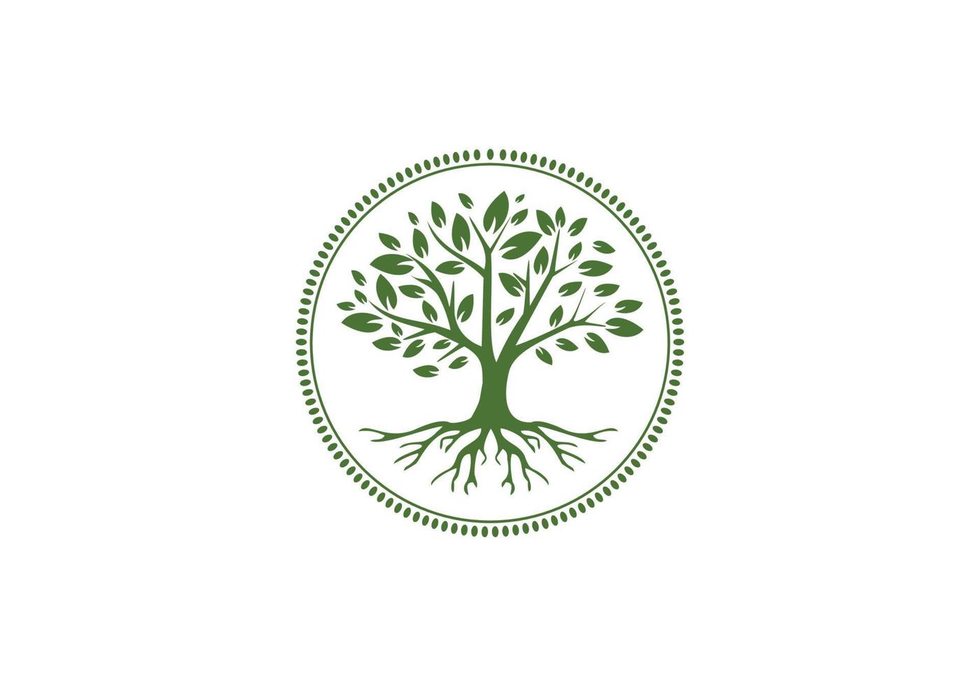 grüner Baum des Lebens Stempel Siegel Emblem Logo-Design vektor