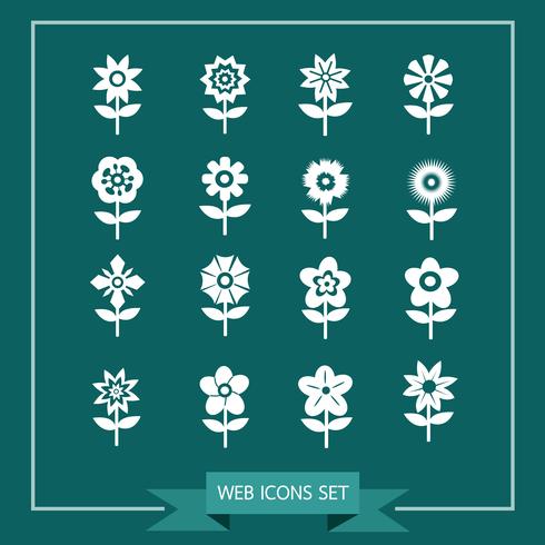 Flower Icon Set för hemsida vektor