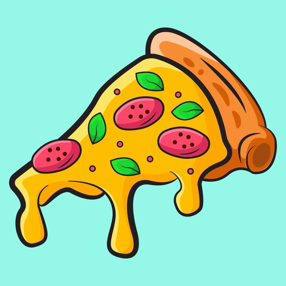 söt tecknad pizza vektorillustration vektor