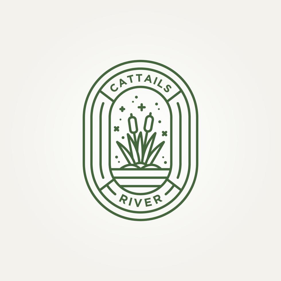 Rohrkolben auf dem minimalistischen Abzeichen-Logo des Flusses vektor