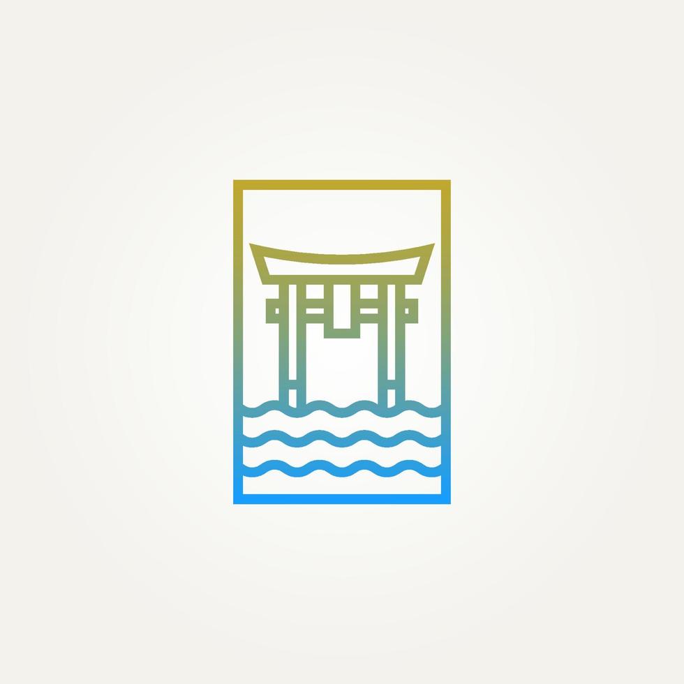 itsukushima shrine torii gate minimalistisk linjekonst vektor