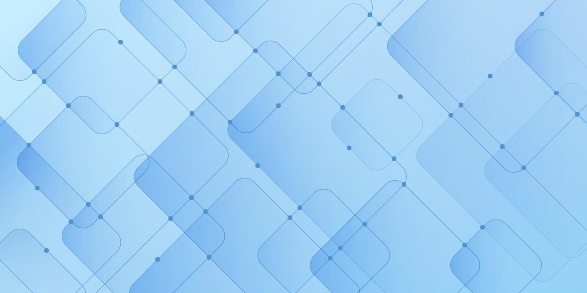abstrakt gradient blå geometriska kvadratiska överlappade mönster med blå kopplingslinje och prickar design. moderna ljusblå lager kubform med kopia utrymme. enkel och minimal stil. vektor eps10.