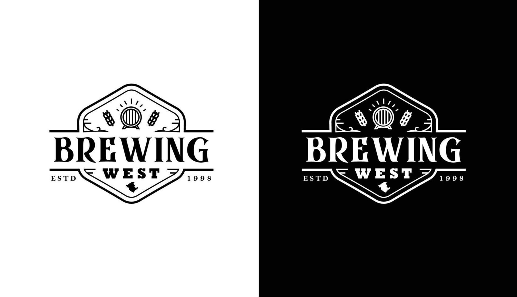 klassisk retro vintage etikett logotyp design bryggeri för restaurang vektor