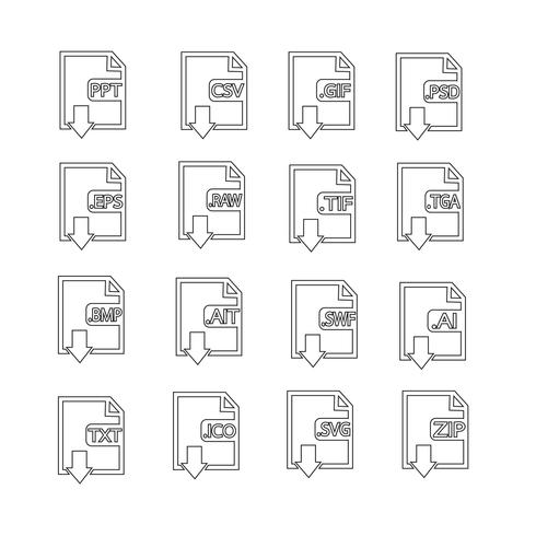 Dateiformat-Icon-Set vektor