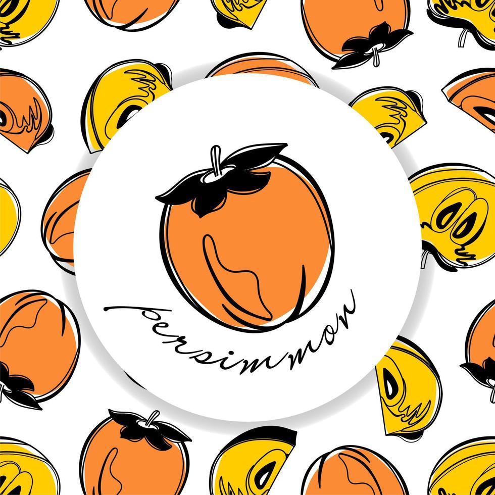 persimmon banner bakgrund vektor illustration isolerad på en blå bakgrund. ett koncept för klistermärken, affischer, vykort, webbplatser