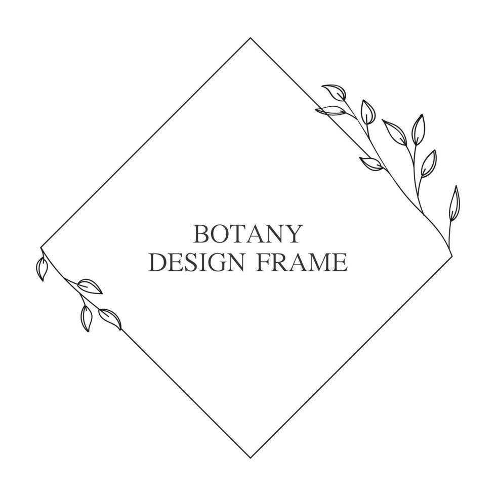 geometrisk blomsterkrans med löv och grenar. botanik rund ram isolerad på vit bakgrund. för bröllopsinbjudningar, vykort, affischer, etiketter av kosmetika och parfymer. vektor