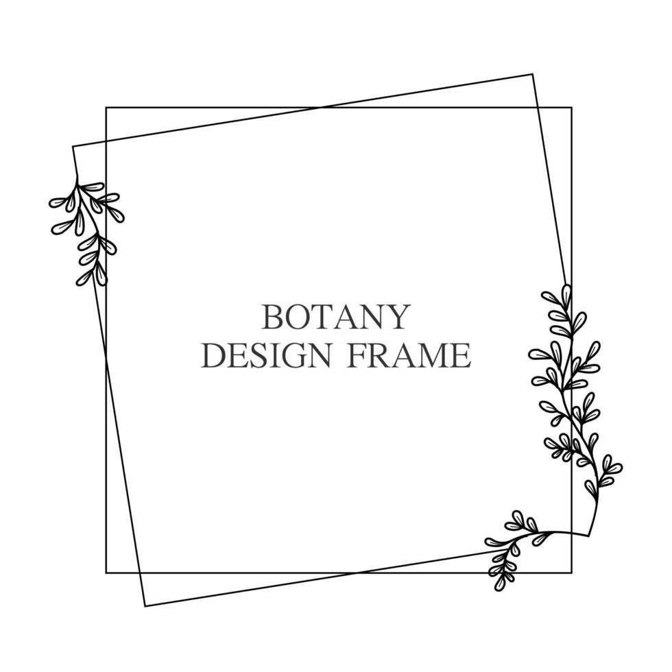 geometrisk blomsterkrans med löv och grenar. botanik rund ram isolerad på vit bakgrund. för bröllopsinbjudningar, vykort, affischer, etiketter av kosmetika och parfymer. vektor