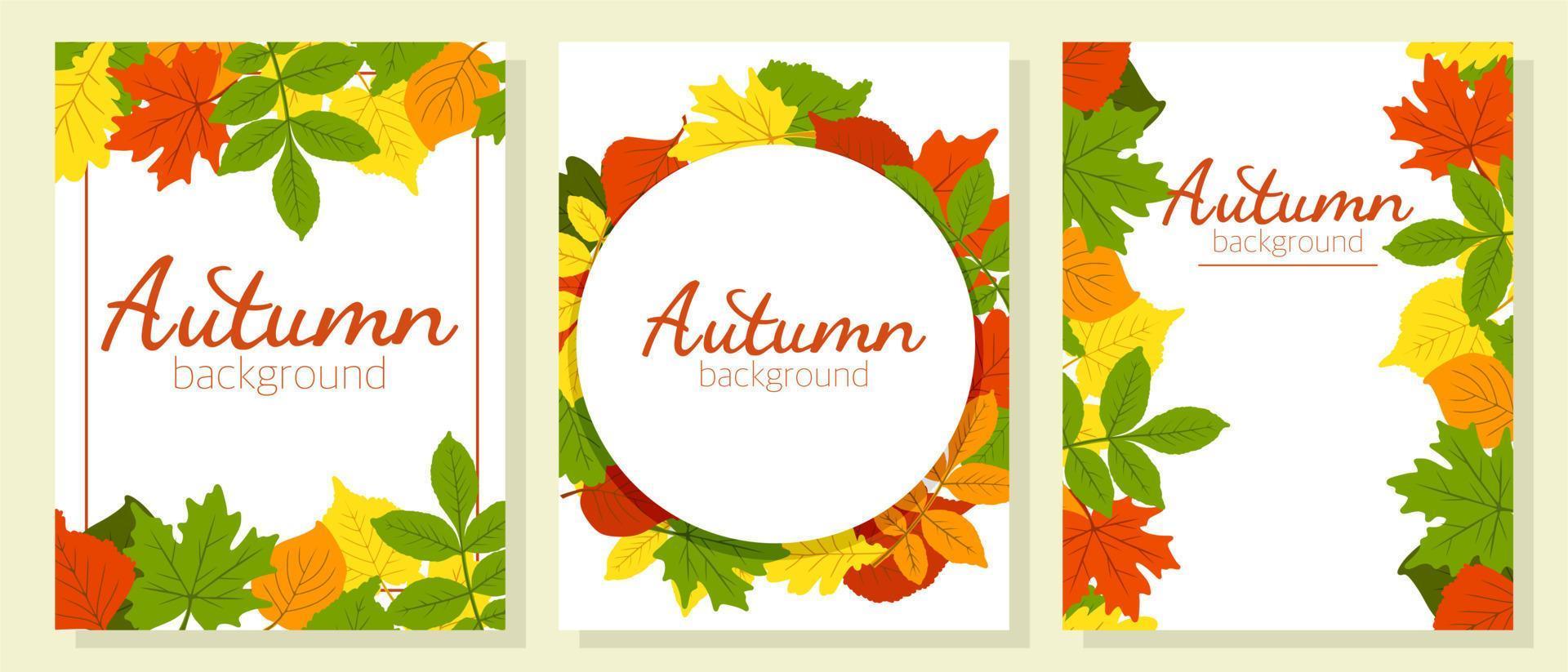 Poster modisch zum Thema Herbst. die Blätter sind Eiche, Birke, Espe, Ahorn. Platz zum Kopieren. geeignet für Druck, Plakate, Postkarten, Websites. Vektor-Illustration. vektor