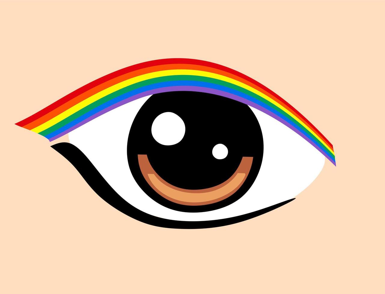 ein auge mit eyeliner in den farben des lgbt-regenbogens. das konzept der lgbt-gemeinschaft. vektor