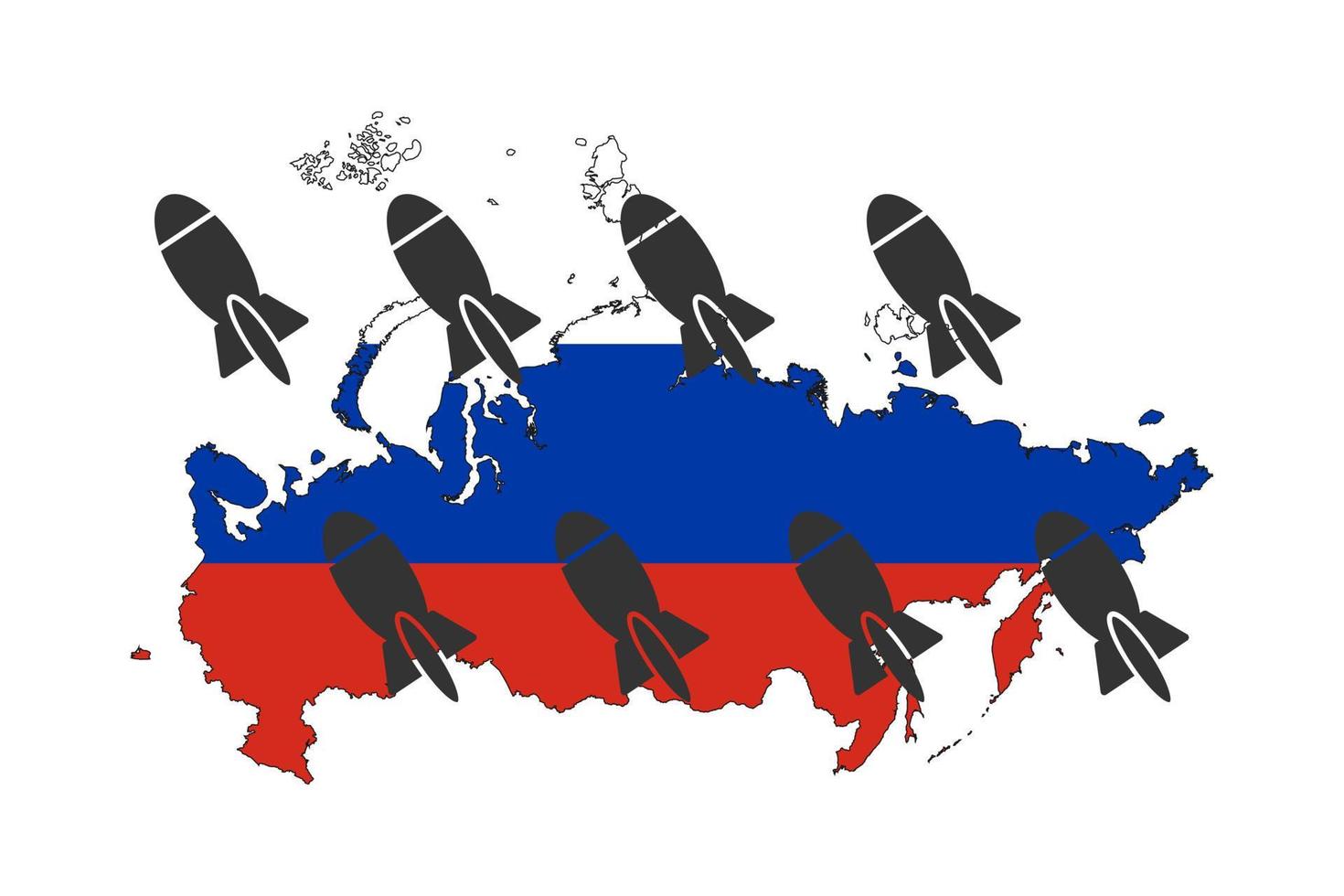 Stoppen Sie russische Aggressoren. Russland-Karte mit Raketen. vektor