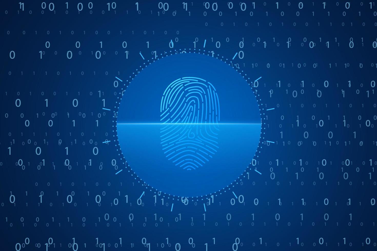 Fingerabdruck scannen, Cybersicherheit und Passwortkontrolle durch Fingerabdrücke, Zugang mit biometrischer Identifizierung vektor