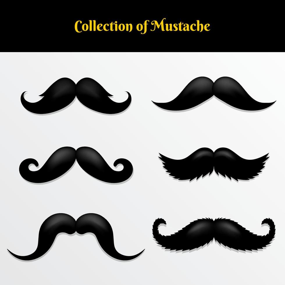 samling av mustasch vektorillustration. paket mustasch med 3d-stil. siluett av mustasch vektor