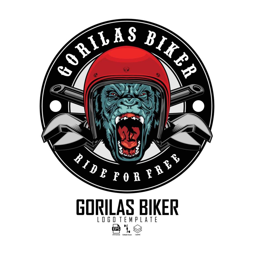 gorilas biker illustration med en vit bakgrund.eps vektor